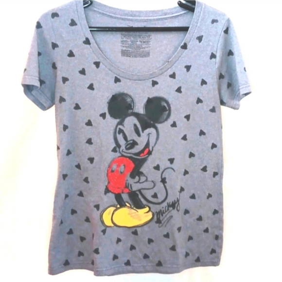 Disney Mickey Mouse Signed Graphic T-shirt | EUC | Shimmer & Hearts - Picture 1 of 9